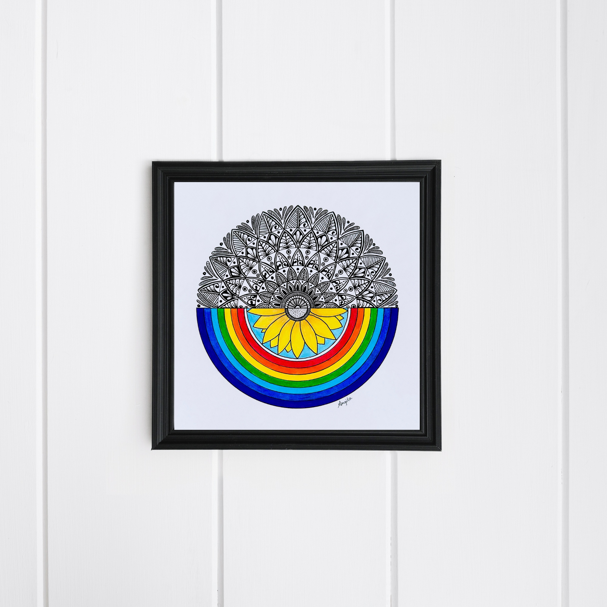 rainbow mandala framed